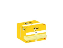 Bloc-notes post-it 656 51x76mm 100f/bloc repositionnables coloris jaune 656-cy paquet 12 unites