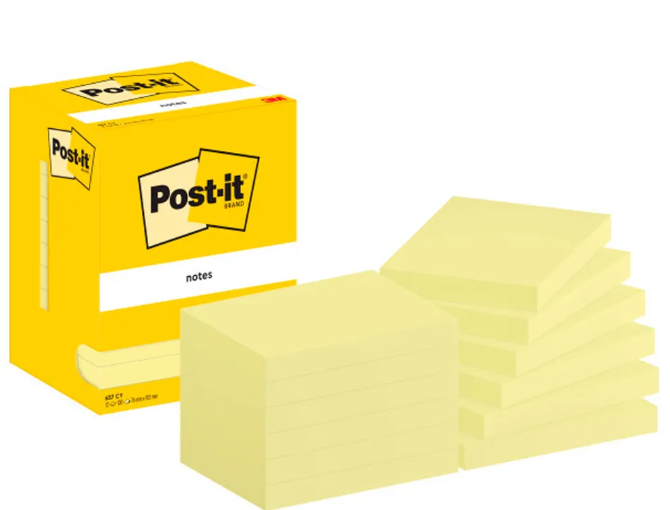 Bloc-notes post-it 657 102x76mm repositionnables coloris jaune 7100290168