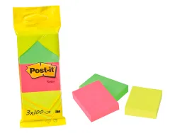 Bloc-notes post-it couleurs énergiques 51x38mm 100f repositionnables 5 coloris assortis 12 blocs