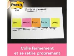 Bloc-notes post-it couleurs énergiques 76x127m 100f repositionnables 5 coloris assortis 6 blocs