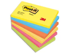 Bloc-notes post-it couleurs énergiques 76x127m 100f repositionnables 5 coloris assortis 6 blocs