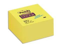 Bloc-notes post-it cube super sticky 76x76mm 350f repositionnables adhésif renforcé coloris jaune 2028-s