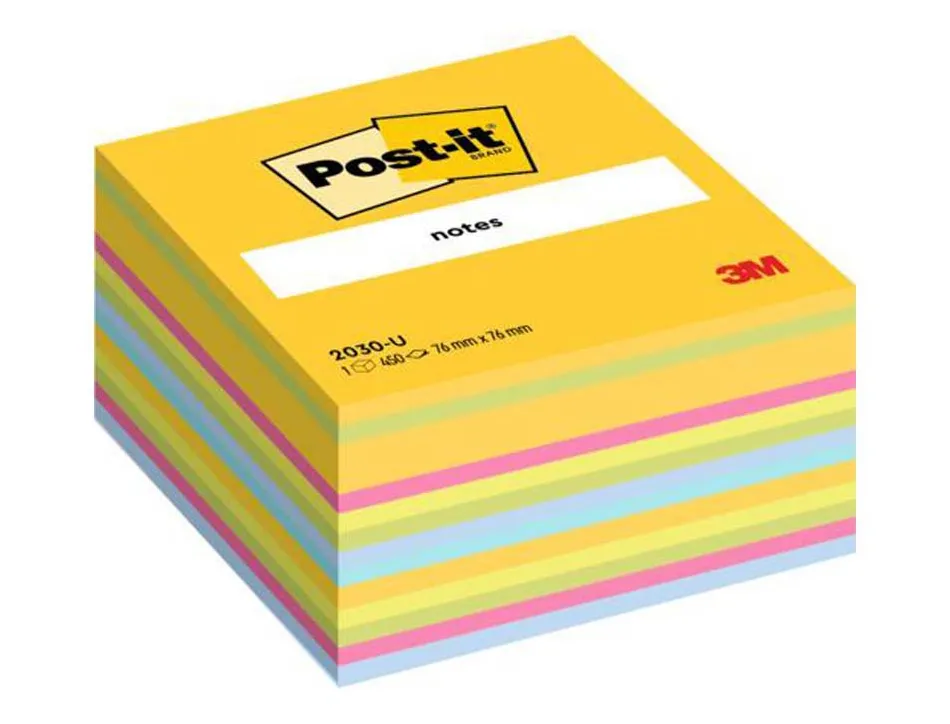 Bloc-notes post-it cube 76x76mm 450f repositionnables coloris light énergie