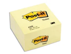Bloc-notes post-it cube 76x76mm 450f repositionnables coloris jaune 636-b