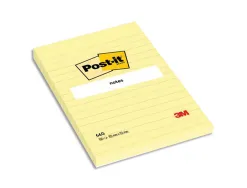Bloc-notes post-it grand format 102x152mm 100f lignées repositionnables coloris jaune