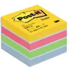 Bloc-notes post-it mini 51x51mm 400f 4 coloris fluo jaune rose bleu vert