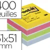 Bloc-notes post-it minis 51x51mm 400f repositionnables coloris énergie