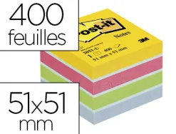 Bloc-notes post-it minis 51x51mm 400f repositionnables coloris énergie