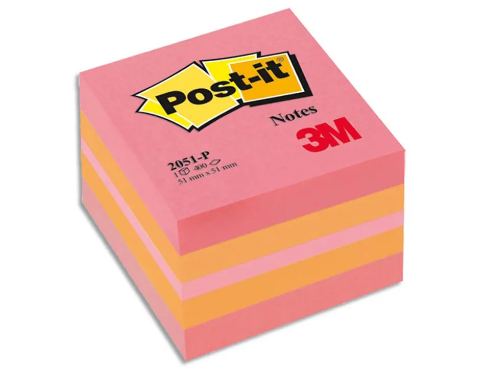 Bloc-notes post-it minis 51x51mm 400f repositionnables coloris plaisir
