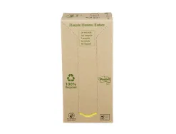 Bloc-notes post-it papier recyclé 76x76mm 100f/bloc repositionnables coloris jaune tour 16 blocs