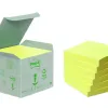 Bloc-notes post-it papier recyclé 76x76mm 100f/bloc repositionables coloris jaune tour 6 blocs