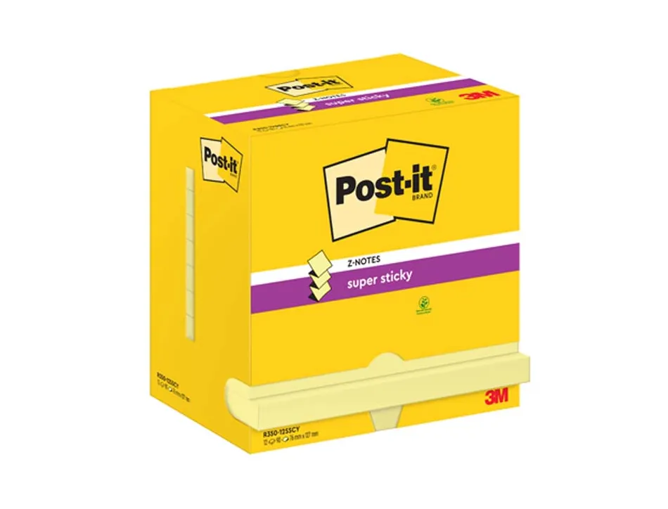 Bloc-notes post-it recharge z-notes 127x76mm 90f super z-notes repositionnables