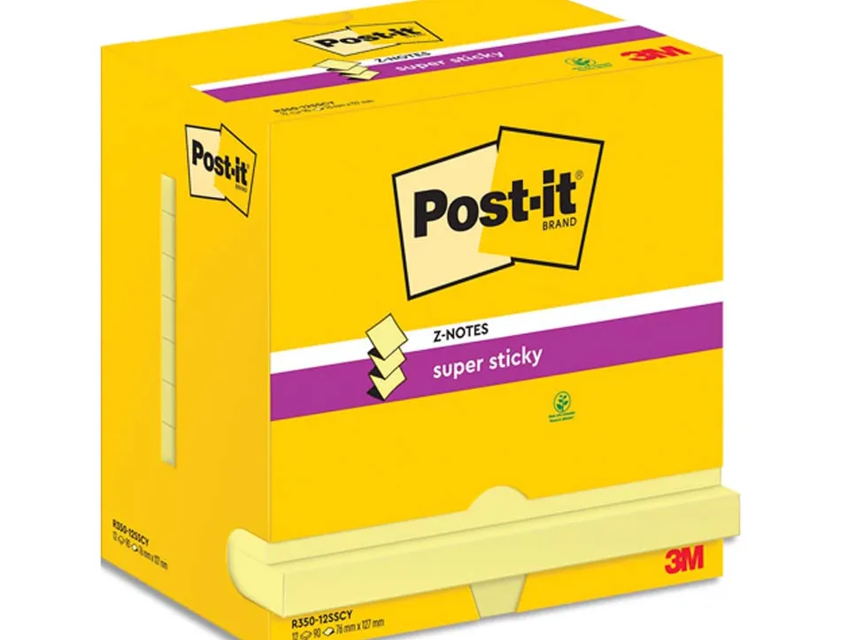 Bloc-notes post-it recharge z-notes 127x76mm 90f super z-notes repositionnables