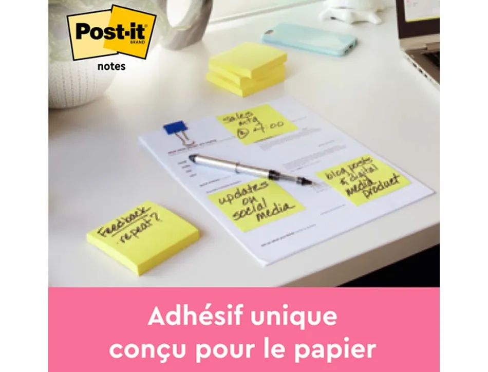 Bloc-notes post-it recharge z-notes 76x76mm 100f super z-notes repositionnables