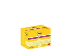 Bloc-notes post-it super sticky 47.6x47.6mm 90f repositionnables coloris jaune 622-12sscy -eu paquet 12 unites