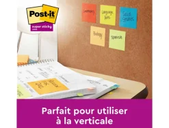 Bloc-notes post-it super sticky couleur carnival 47,6x47,6mm90 feuilles bleu vert rose 12 blocs 7100290180