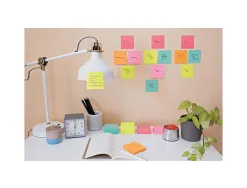 Bloc-notes post-it super sticky couleur carnival 47,6x47,6mm90 feuilles bleu vert rose 12 blocs 7100290180