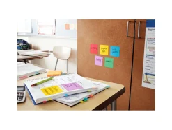 Bloc-notes post-it super sticky 76x76mm 90f repositionnables adhésif renforcé coloris assortis néon barquette 24 blocs