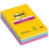 Bloc-notes post-it super sticky ligné 101x152mm 90f coloris rio assortis lot 3 blocs