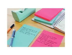 Bloc-notes post-it super sticky ligné 101x152mm 90f coloris rio assortis lot 3 blocs