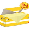 Bloc-notes post-it 76x76mm 100f repositionnables coloris jaune boite 24 blocs (18+6 gratuits) 7100319213