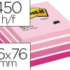 Bloc-notes post-it 76x76mm 450f repositionnables coloris rose pastel