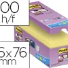Bloc-notes post-it 76x76mm 100f/bloc repositionnables coloris jaune lot 16 blocs + 4 gratuits