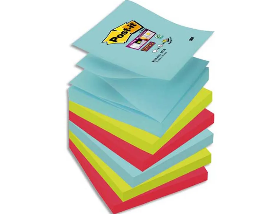 Bloc-notes post-it z super sticky 6 blocs 76x76 coloris cosmic assorites