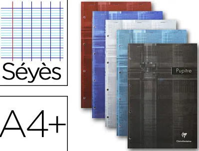 Bloc-notes pupitre clairefontaine couverture pelliculée agrafé en tête a4 90g 280 pages détachables séyès