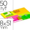 Bloc-notes q-connect couleurs néon 38x51mm 80f repositionnables coloris assortis 4 blocs