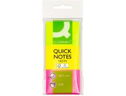 Bloc-notes q-connect couleurs néon 38x51mm 50f repositionnables coloris assortis 3 blocs