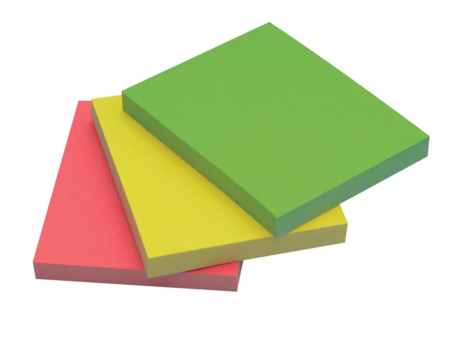 Bloc-notes q-connect couleurs néon 38x51mm 50f repositionnables coloris assortis 3 blocs