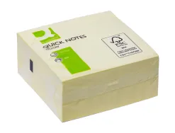 Bloc-notes q-connect cube quick notes 76x76mm 400f repositionnables sans traces coloris jaune