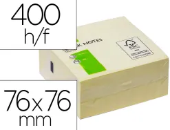 Bloc-notes q-connect cube quick notes 76x76mm 400f repositionnables sans traces coloris jaune