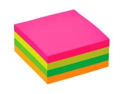 Bloc-notes q-connect cube quick notes 76x76mm 400f repositionnables sans traces coloris neon
