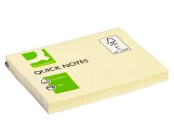 Bloc-notes q-connect quick notes 102x76mm 1 bloc 100f repositionnables coloris jaune
