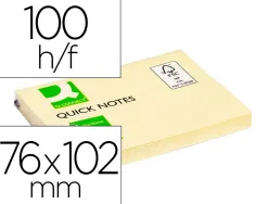 Bloc-notes q-connect quick notes 102x76mm 1 bloc 100f repositionnables coloris jaune