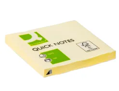 Bloc-notes q-connect quick notes 76x76mm 1 bloc 100f repositionnables coloris jaune