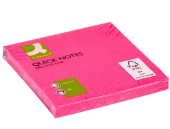 Bloc-notes q-connect quick notes couleurs néon 76x76mm 80f repositionnables coloris rose vif
