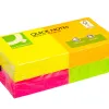 Bloc-notes q-connect quick notes couleurs néon rainbow 76x76mm 80f repositionnables rose/orange/vert/jaune 12 blocs