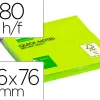 Bloc-notes q-connect quick notes couleurs néon 76x76mm 80f repositionnables coloris vert vif