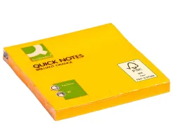 Bloc-notes q-connect quick notes couleurs néon 76x76mm 80f repositionnables coloris orange vif