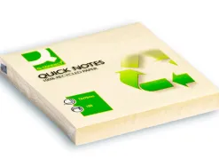 Bloc-notes q-connect quick notes papier recyclé 76x76mm 100f repositionnables coloris jaune