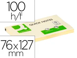 Bloc-notes q-connect quick notes 76x127mm 1 bloc 100f repositionnables coloris jaune