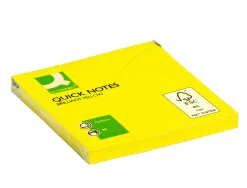 Bloc-notes q-connect quick notes couleurs néon 76x76mm 80f repositionnables coloris jaune vif