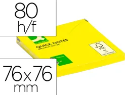Bloc-notes q-connect quick notes couleurs néon 76x76mm 80f repositionnables coloris jaune vif