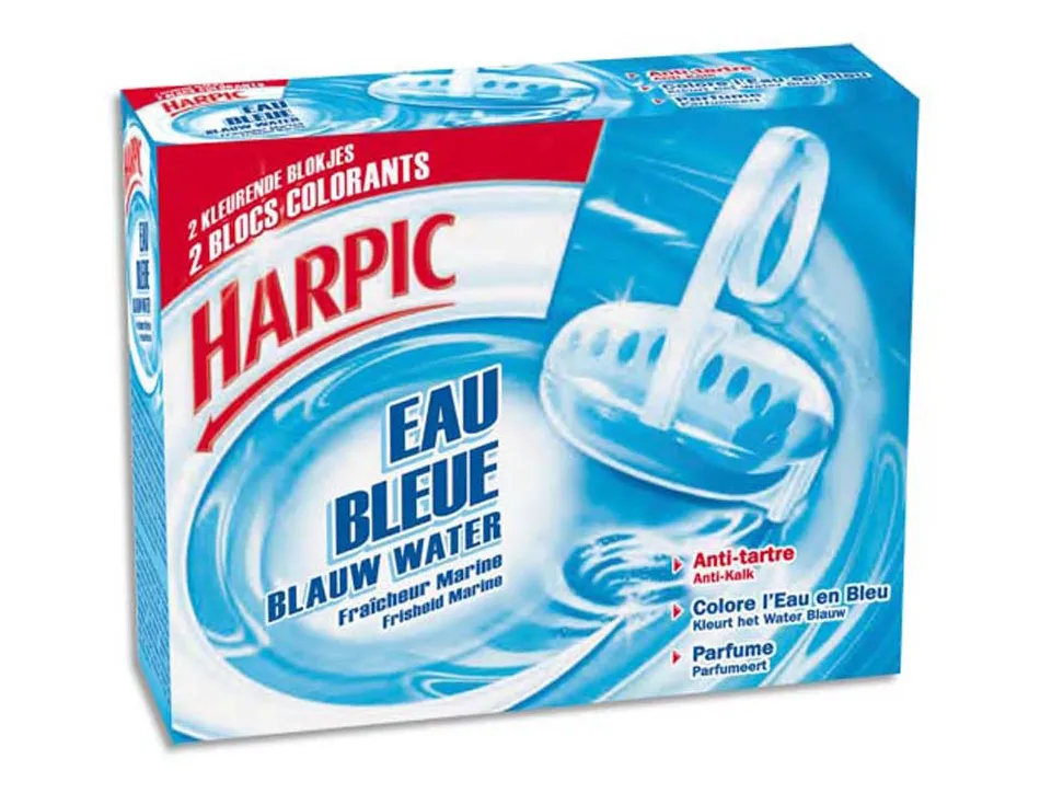 Blocs wc harpic colorant bleu anti-tartre boîte 2