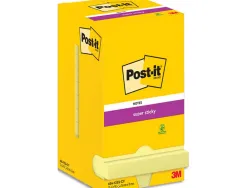 Blocs-notes post-it super sticky 76x76mm 90f repositionnable coloris jaune boite de 12