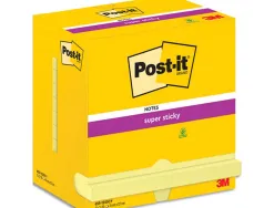 Blocs-notes post-it super sticky 127x76mm 90f repositionnable coloris jaune boite de 12