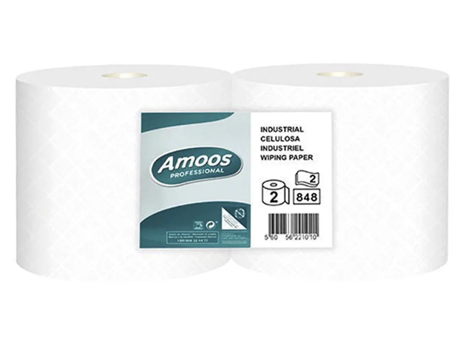Bobine amoos pro essuyage industriel 2 plis gaufre 280m paquet 2 unites